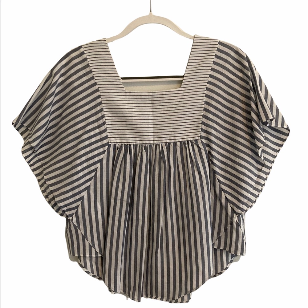 Madewell Butterfly blue and white striped blouse size MEDIUM